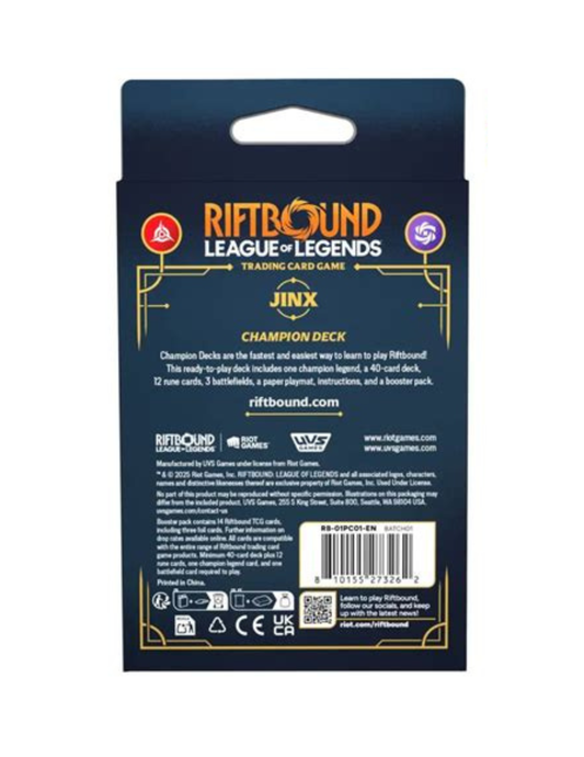 Riftbound: League of Legends TCG - Origins(OGN) - Champion Deck(Jinx) & Sleeved Booster Bundle