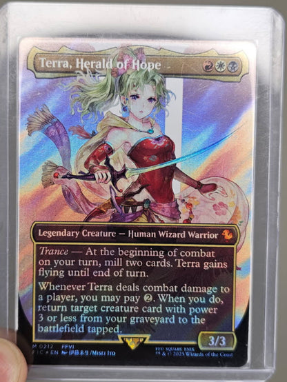 Terra, Herald of Hope (Borderless) (Surge Foil) - Magic The Gathering: Commander: FINAL FANTASY (RAW SINGLE)