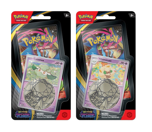 Phantasmal Flames(ME02) Single Pack Checklane Blister Bundle [Cottonee] & [Whimsicott] (Set of 2 checklane blister packs)